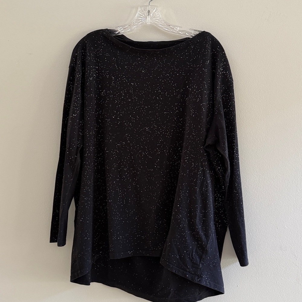 LULULEMON Back in Action Long Sleeve Shirt Top Black Speckles Pre-owned